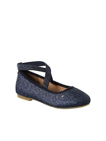 Mädchen Glitzer-Ballerinas mit überkreuztem Gummi-Riemchen