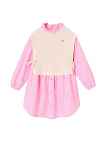 2-in-1 Hemdblusenkleid mit Pullunder für Mädchen