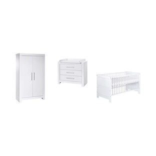 3-tlg. Babyzimmer Nordic White mit 2-türigem Kleiderschrank