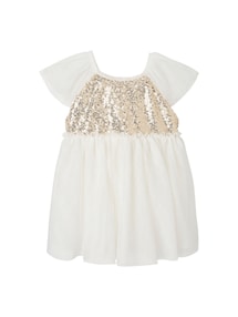 Kurzärmeliges Mädchen Festkleid mit Pailletten