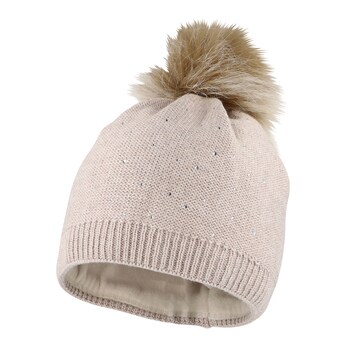 Winter-Strickmütze mit Bommel Glitzer
