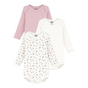 3er-Pack Bodys langarm Ringel Beeren
