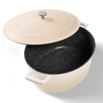 STONELINE Cocotte Bräter Oval 32x25 cm Creme | mit Deckel