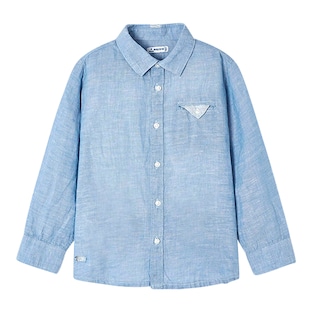 Chambray-Hemd langarm Leinenanteil