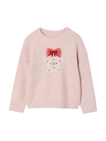 Mädchen-Pullover mit Glitzerstern und Schleife
