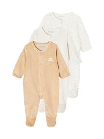 3er-Pack Baby Samt-Strampler BASIC