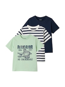 3er-Pack T-Shirts Jungen, Recycling-Baumwolle BASIC
