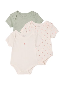 3er-Pack Baby Bodys mit kurzen Ärmeln aus Pointelle-Jersey, Schlupfform