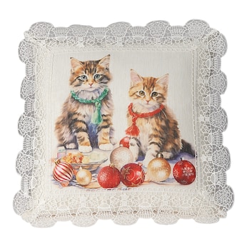 Kissenhülle „Weihnachtskatze“, 40x40 cm