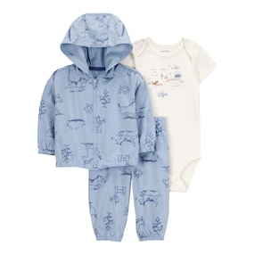 3-tlg. Set Body kurzarm, Sweatjacke und Jogginghose Farm