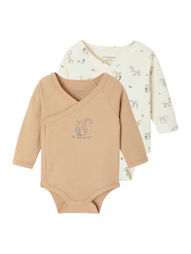 Bio-Kollektion: 2er-Pack Baby Wickelbodys mit langen Ärmeln