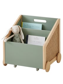 Kinder Bücherregal mit Rollen, Rattan POESIE