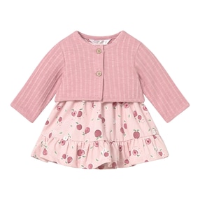 2-tlg. Set Kleid Flügelarm und Bolero Äpfel