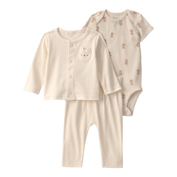 3-tlg. Set Body kurzarm, Jacke und Jogginghose Bären