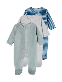 3er-Pack Baby Samt-Strampler BASIC