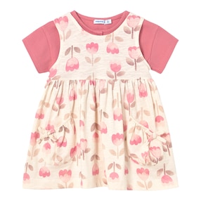 2-tlg. Set Kleid ohne Arm und Jacke kurzarm Blumen