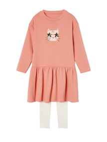 Mädchen-Set: Sweatkleid & gerippte Leggings