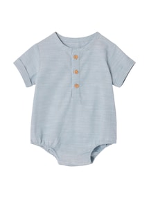 Baby Body mit Henley-Ausschnitt kurzarm