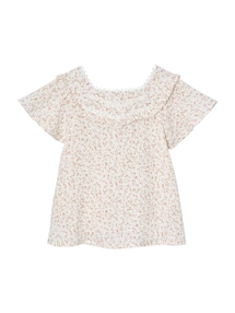 Festliche Mädchen Bluse aus geblümtem Musselin