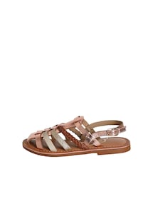 Mädchen Römersandalen aus Leder mit Metallic-Effekt, Anziehtrick