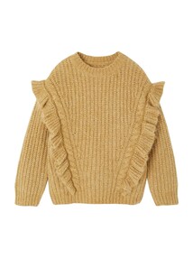 Strickpullover mit Rüschen und Zopfmuster Mädchen