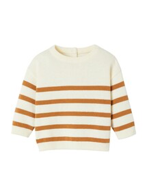 Gestreifter Baby Strickpullover aus Bio-Baumwolle