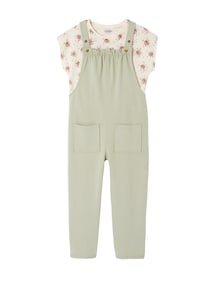 Mädchen-Set: T-Shirt & Latzhose mit Recycling-Polyester