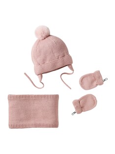 Mädchen Baby-Set: Mütze, Rundschal & Fäustlinge BASICS