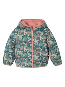 Wende-Steppjacke Mädchen mit Recycling-Polyester, Übergangsjacke