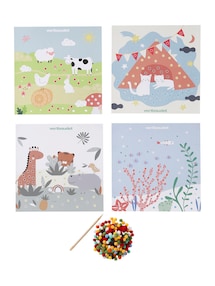 Bastelset mit Pompon-Bildern für Kinder