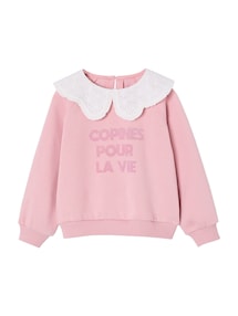 Mädchen Sweatshirt mit besticktem Kragen