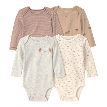 4er-Pack Bodys langarm Hunde Ringel