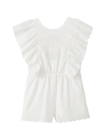 Kurzer Mädchen Jumpsuit mit Stickerei und Volants, festlich
