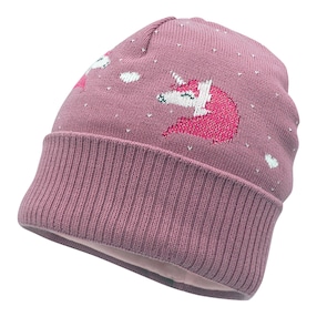 Winter-Strickmütze Einhorn
