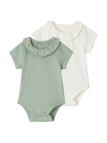 2er-Pack Baby Kurzarm-Bodys, Rüschenkragen