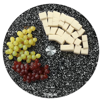 STONELINE Drehbare Glas Servierplatte Tortenplatte 32 cm | Schwarz