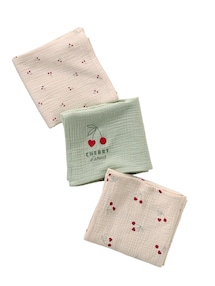 3er-Pack Baby Wickeltücher CHERRY