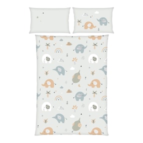 Flanell Wende-Bettwäsche Elephants  40x60 / 100x135 cm