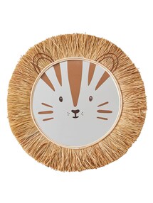 Kinderzimmer XL Spiegel LÖWE aus Naturbast und Rattan