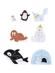 Set aus 3D-Puzzle PINGUIN Tiere der Arktis aus Holz FSC® für Kinder