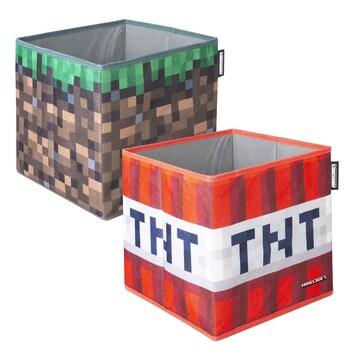 Stoffboxen 2er Set, faltbar, Grasblock und TNT, Canvas MINECRAFT