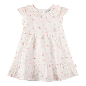 Webkleid Flügelarm Rüschenkragen Blumen
