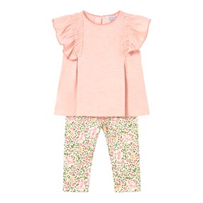 2-tlg. Set T-Shirt Flügelarm und Leggings Blumen
