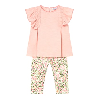 2-tlg. Set T-Shirt Flügelarm und Leggings Blumen