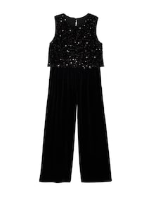 Festlicher Jumpsuit mit Pailletten und Samt, 2-in-1-Effekt, Mädchen