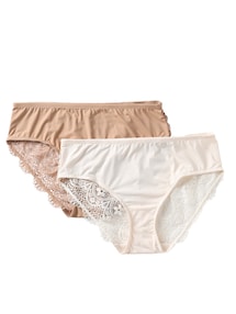 2er-Pack Umstands-Slips aus Mikrofaser und Spitze