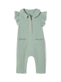 Mädchen Baby Overall, Schmetterlingsärmel mit Stickerei