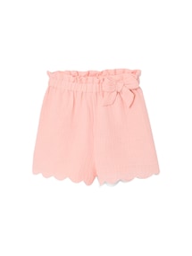 Shorts Mädchen aus Musselin mit Stoffgürtel