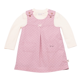 2-tlg. Set Webkleid mit Shirt Punkte