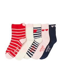 5er-Pack Mädchen Socken mit Herzen